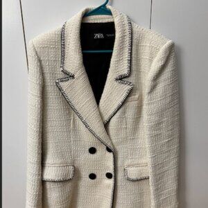 TOPSTITCHED DOUBLE BREASTED BLAZER